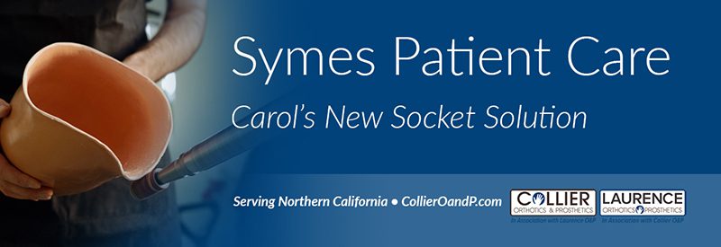 page header: symes patient care, carol's new socket